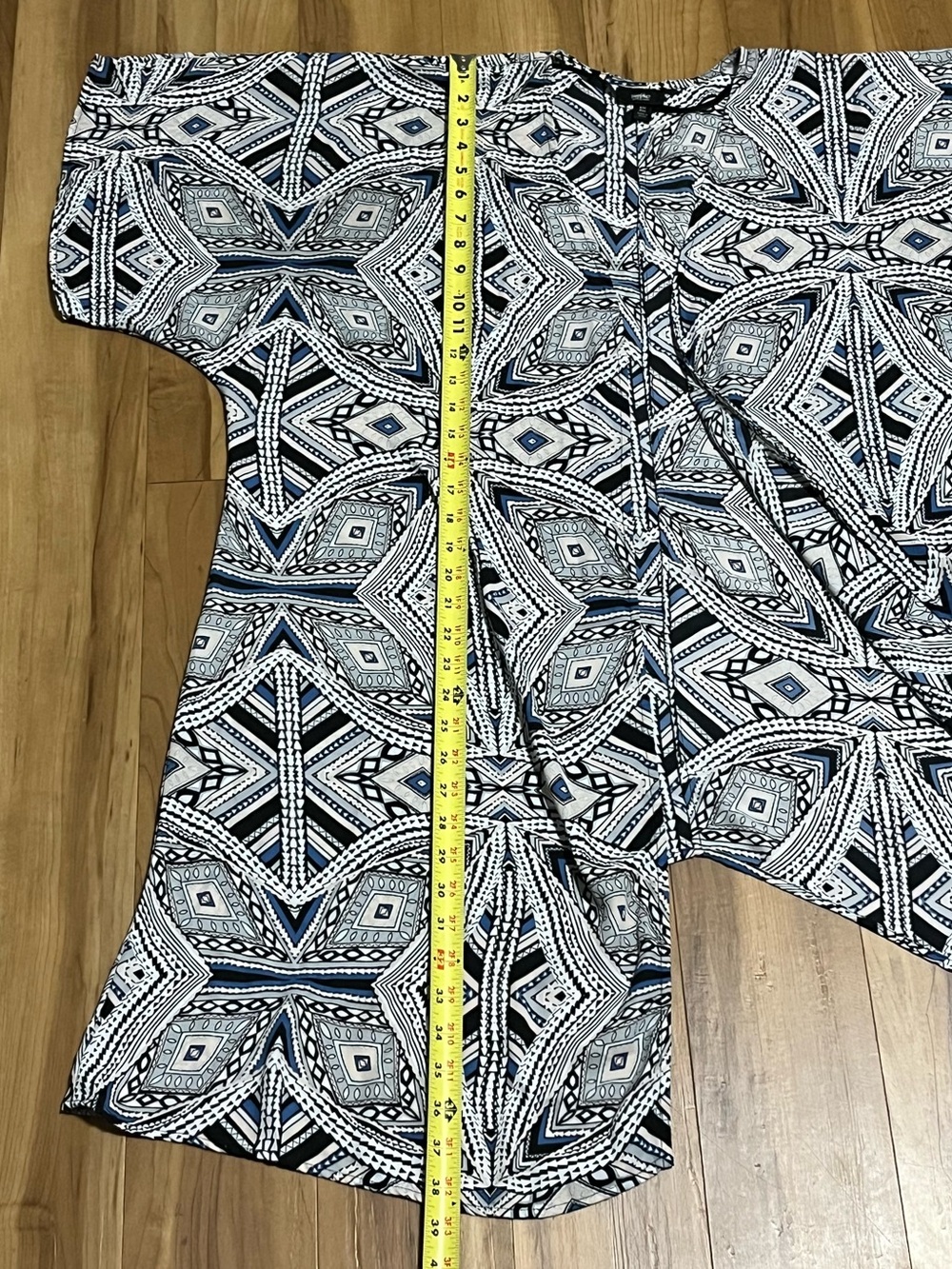 Mossimo Geometric Print Open Front Kimono Cardigan High-Low S/M Boho - Picture 8 of 11